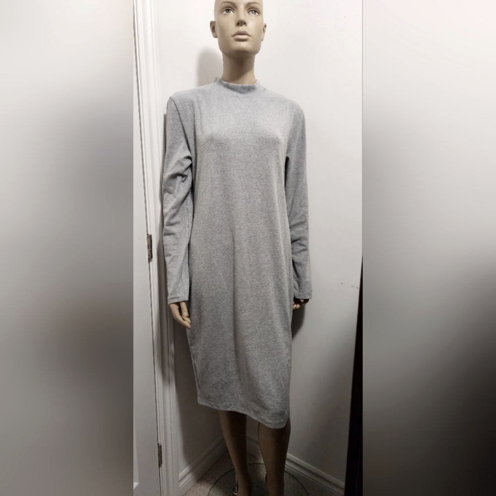 Moyabo Dress Womens Size 2XL Gray Knit Sweatshirt Bodycon Sheath Long Sleeve
